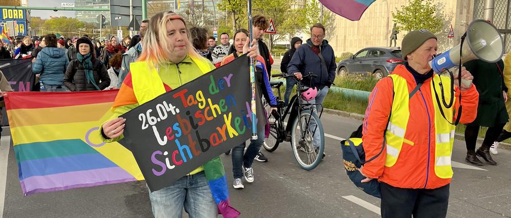 Die Demonstration zum Tag der Lesbischen Sichtbarkeit im Jahr 2023.