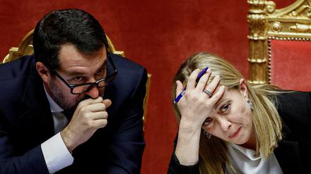 Gespanntes Verhältnis, nicht erst seit gestern: Italiens Ministerpräsidentin Giorgia Meloni und ihr Vize Matteo Salvini.