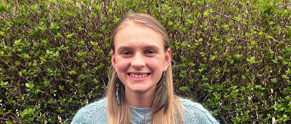 Die Studentin Lina Pfeiffer. Die 22-Jährige hat eine Online-Karte entwickelt, auf der Menschen aus Berlin und Brandenburg ihre persönlichen Erfahrungen mit dem Klimawandel teilen können.