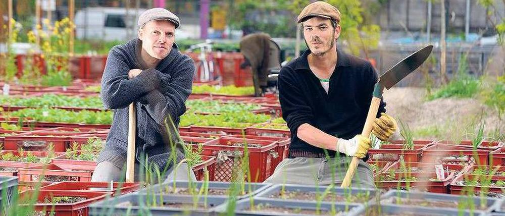 Einladend. Heute ab 13 Uhr feiern Marco Clausen (l.) und Robert Shaw am Moritzplatz ihren Start in die Gartensaison. Infos unter http://prinzessinnengarten.net. 