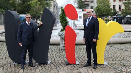 Bürgermeister Burkhard Exner und Ministerpräsident Dietmar Woidke eröffnen die „Einheits-Expo".