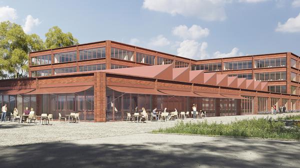 Die Schule auf der Insel Gartenfeld.