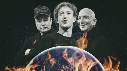 Tech MilliardäreElon Musk, Mark Zuckerberg, Jeff Bezos.