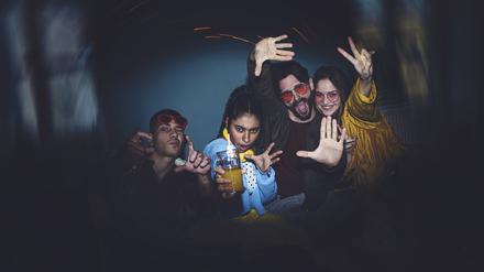 Group of friends living together, having fun.