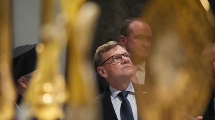 Johann Wadephul (CDU), Bundesminister des Auswärtigen, besucht am 30.10.2025 die Melkitische Griechisch-katholische Zeituna-Kirche in Damaskus.