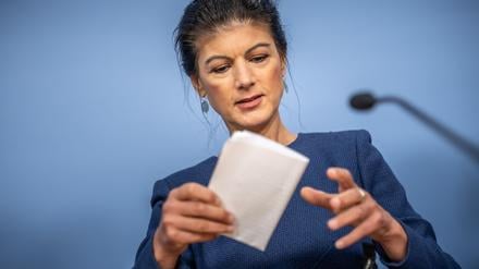 BSW-Chefin Sahra Wagenknecht bei einer Pressekonferenz am 10. November.