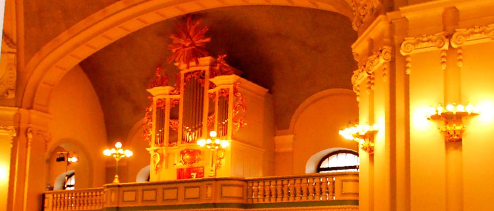 Porträt von Kilian Nauhaus, Kantor der Französischen Friedrichstadtkirche des Französischen Dom zu Berlin. Aufgenommen am 24. November 2009 im neobarocken Saal der Kirche für die Adventsserie "Stille Orte". Foto: Kitty Kleist-Heinrich