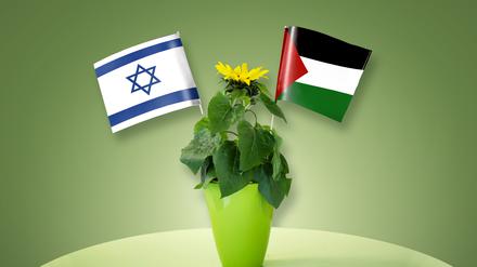 Collage zum Thema: Parteitag der Grünen, die dort über ihr Verhältnis zu Israel und Gaza streiten werden.