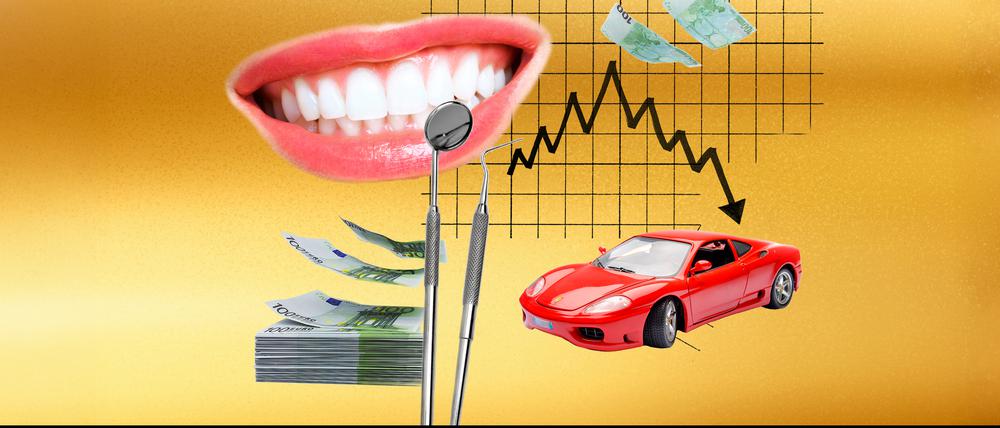 Ein Mund, ein Ferrari und ein Bündel Geldscheine