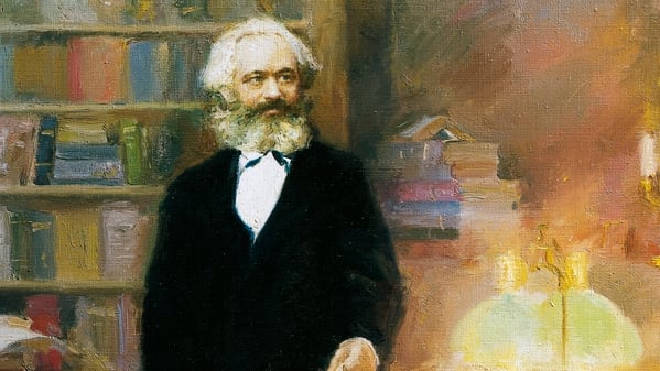 UNSPECIFIED - SEPTEMBER 17: Karl Marx in his studio, 1875, painting by Zhang Wun. Treviri, Karl-Marx-Haus (Photo by DeAgostini/Getty Images)