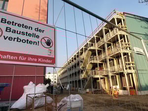 Wohnungsbau der Pro Potsdam im Patrizierweg Potsdam. Verzögerung für 35 Wohnungen wegen Wasserschaden im Sommer.