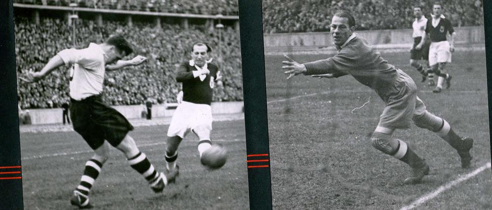 Ließ 1951 keinen Ball durch. Kurt Birkner (r.) rettet im Stadion an der Cantianstraße in Prenzlauer Berg ein Unentschieden gegen Motor Oberschöneweide.