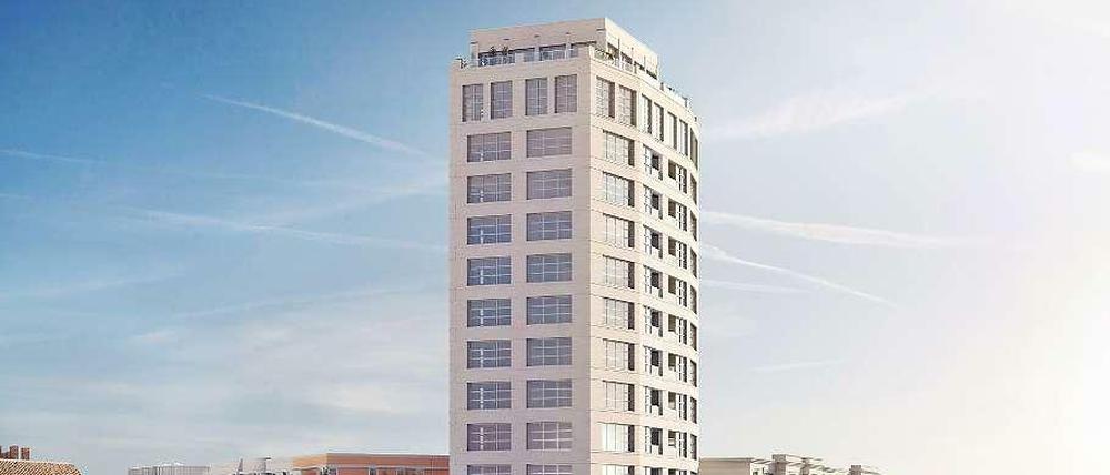 Die Vision. So stellen sich die Investoren den Wohnturm und zwei kleinere Neubauten daneben vor.