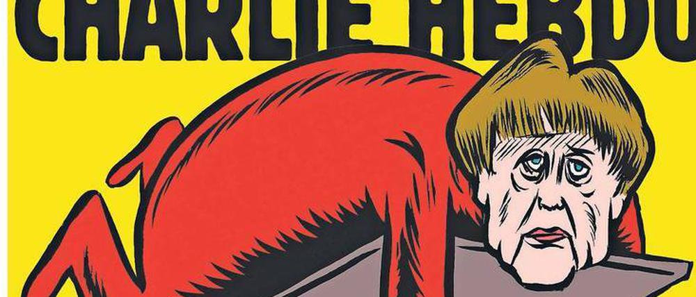 Lustig? Das Cover der deutschen Ausgabe von "Charlie Hebdo" setzt auf Merkel.