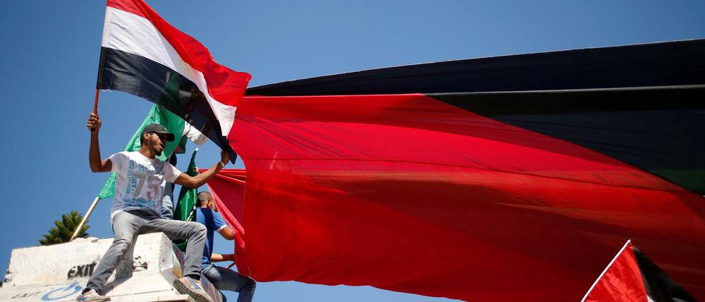 Ein Freudentag. Palästinenser im Gazastreifen feiern die Übereinkunft.