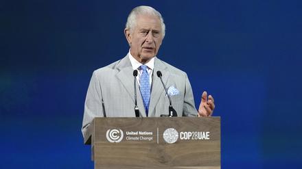 Der britische König Charles III. spricht während der Eröffnungszeremonie des UN-Klimagipfels COP28.