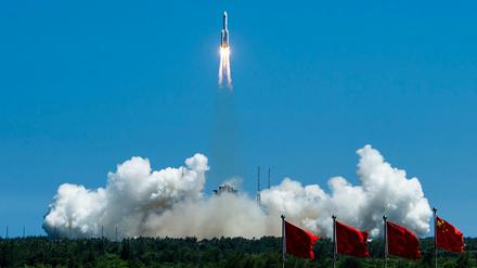 Die chinesische Rakete „Langer Marsch 5B“ bei ihrem Start am 24. Juli.