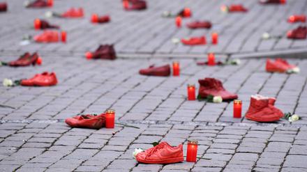 Aktion am Internationalen Tag gegen Gewalt an Frauen, 25. November 2021, in Tübingen.