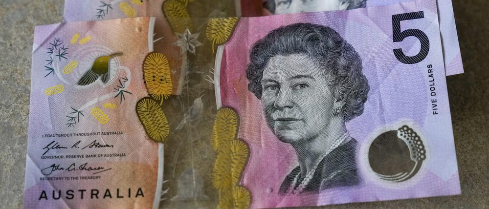 Auslaufmodell: Australische 5-Dollar-Scheine mit Queen-Porträt.