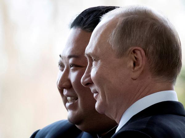 Der russische Präsident Wladimir Putin and Nordkoreas Machthaber Kim Jong Un in Wladiwostok im Jahr 2019.