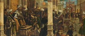 Das späte Historienbild „Esther vor Ahasver“ von 1528 hervor, voller Architekturzitate, von Hans Burgkmair d. Ä.