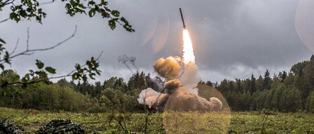 Start einer Iskander-Rakete auf einem Bild des russischen Verteidigungsministeriums.
