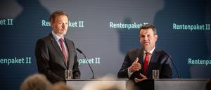 Einig, zumindest bis zur nächsten Bundestagswahl: Finanzminister Christian Lindner (l., FDP) und Arbeitsminister Hubertus Heil (SPD).