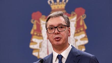 König von Serbien: Aleksandar Vučić während einer Pressekonferenz