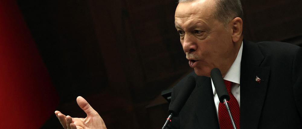 Erdogan am 29.11.2023 im türkischen Parlament.