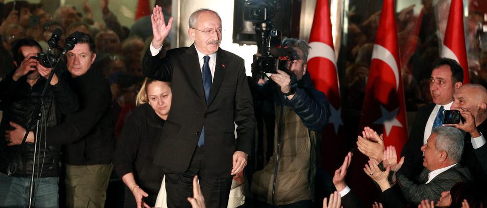 Turkish opposition parties names Kemal Kilicdaroglu (Chairman of CHP) as presidential candidate to challenge Recep Tayyip Erdogan in Ankara. After the announcement of his presidential candidacy, CHP Chairman Kemal Kilicdaroglu, together with his wife Selvi Kilicdaroglu, Istanbul Metropolitan Mayor Ekrem Ä°mamoglu and Ankara Metropolitan Mayor Mansur Yavas, addressed the crowd at CHP Headquarters. Ankara, Turkey, on March 06, 2023. Photo by Riza Ozel/DVM/ABACAPRESS.COM