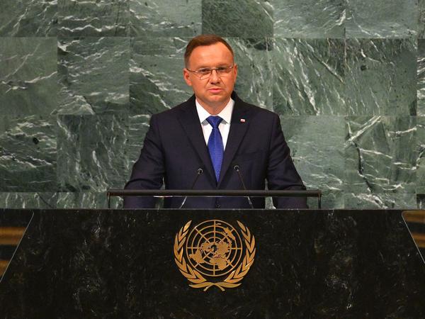 Der polnische Präsident Andrzej Duda spricht bei der UN-Vollversammlung.