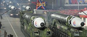 Raketen auf einer Militärparade in Nordkorea.