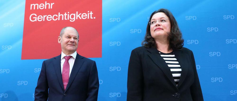 SPD-Köpfe: Olaf Scholz und Andrea Nahles. 