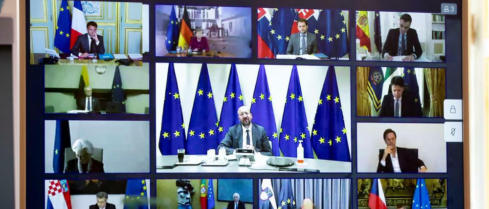 Die Staats- und Regierungschefs der EU tagten auch am Donnerstag wieder per Videokonferenz.