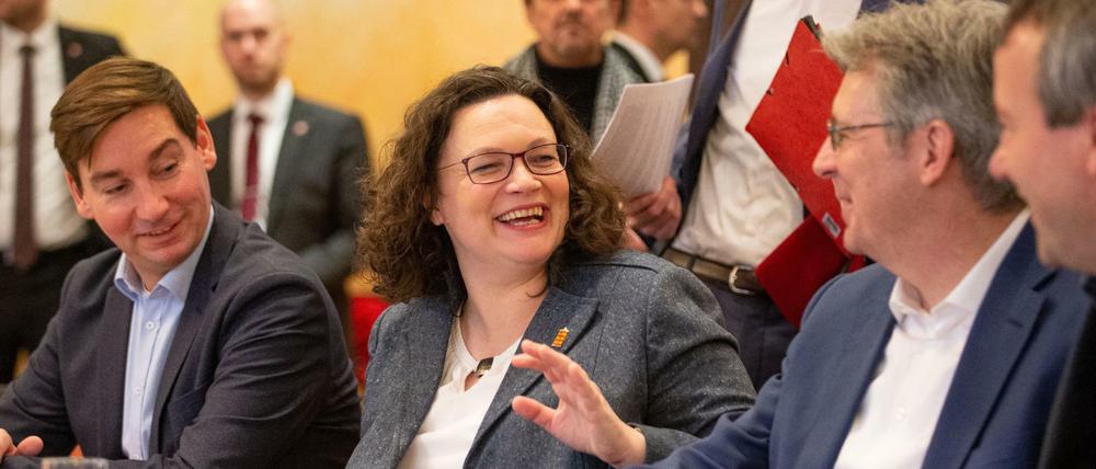 Bitte lächeln. Bei der Klausur der SPD mit Parteichefin Andrea Nahles gab es auch heftige Kritik an der Parteiführung. 