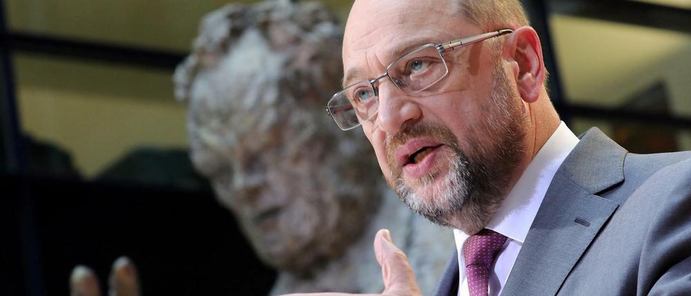 SPD-Chef mit Vorbild: Martin Schulz am Montag nach dem Scheitern der Jamaika-Sondierungen im Willy-Brandt-Haus.