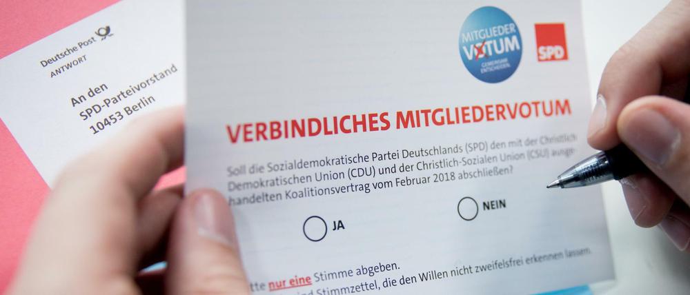 Ja oder Nein zur GroKo: Die SPD-Mitglieder müssen entscheiden. 