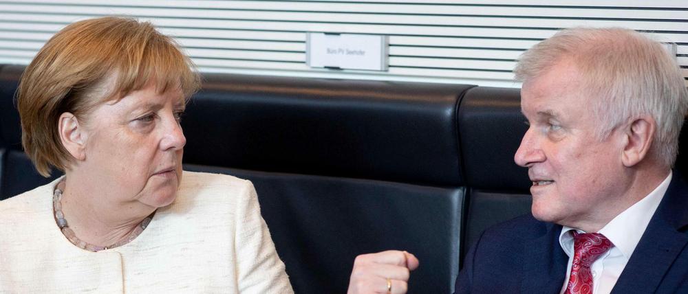 Bundeskanzlerin Angela Merkel (CDU) mit Bundesinnenminister Horst Seehofer (CSU). 
