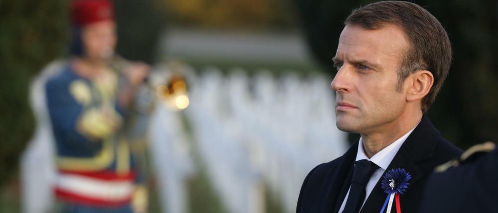 Frankreichs Präsident Emmanuel Macron am Dienstag am Weltkriegs-Schauplatz Verdun.
