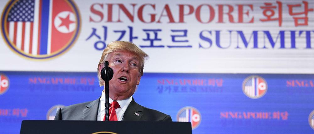 Stolz auf die Vereinbarung mit Kim Jong Un: US-Präsident vor der Presse in Singapur 