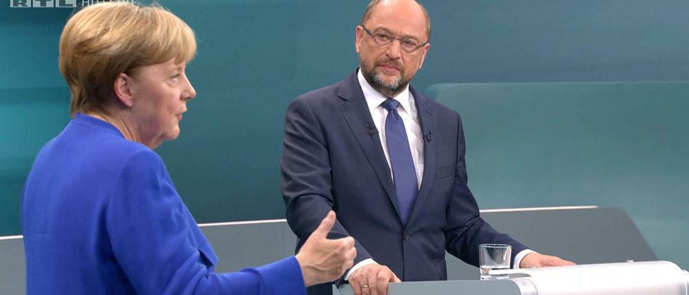 Merkel und Schulz im TV-Duell.