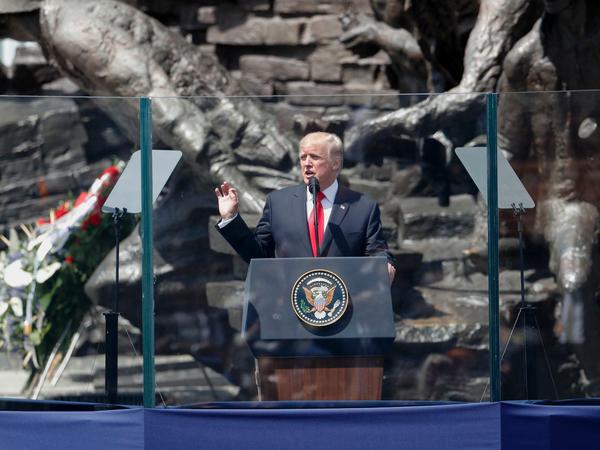 US-Präsident Donald Trump bei seiner Rede auf dem Krasinski-Platz in Warschau.