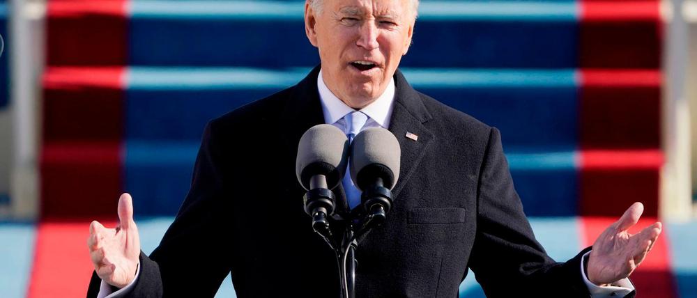 Joe Biden hält seine Rede zur Inauguration als 46. Präsidenten der Vereinigten Staaten.
