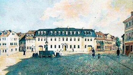 Johann Gottlob Samuel Rösel malte 1828 Goethes Wohnhaus in Weimar und schickte seinem Idol auch Bilder zu. 