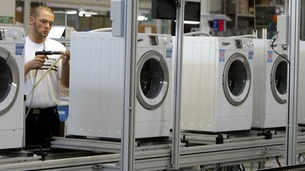 Künftig wissen die Waschmaschinen voneinander: Bosch-Geräte einer Fabrik in Brandenburg.