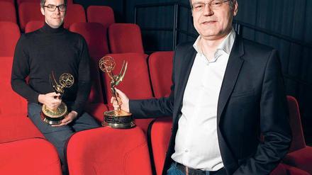 Ausgezeichnet. Thomas Schierl und Detlev Marpe sind für ihre Erfindungen mit dem Technik-Emmy geehrt worden. Foto: Georg Moritz