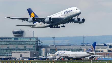 Airbus der Lufthansa auf dem Flughafen in Frankfurt am Main