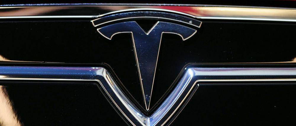 Das Logo des Automobilherstellers Tesla, Fahnenträger im Elektroauto-Markt.