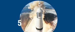 Da ist Neil Armstrong drin: Start von Apollo 11 auf einer Saturn-V-Rakete am 16. Juli 1969.