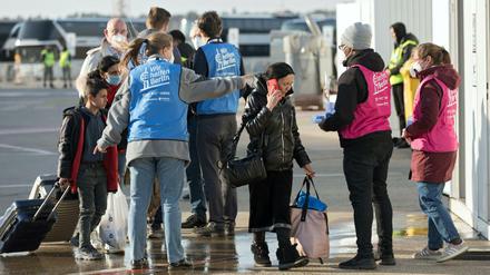 Im Ankunftszentrum Tegel werden Flüchtlinge aus der Ukraine registriert.
